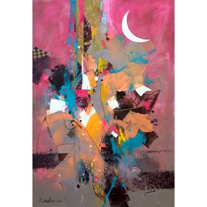 Zohaib Rind, 24 x 36 Inch, Acrylic on Canvas, Calligraphy Painting, AC-ZR-349